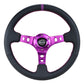 NRG Innovations 350MM 3" DEEP DISH WITH HOLES LEATHER Purple and Black