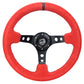 NRG Innovations 350MM 3" DEEP DISH WITH HOLES SUEDE Red and Black