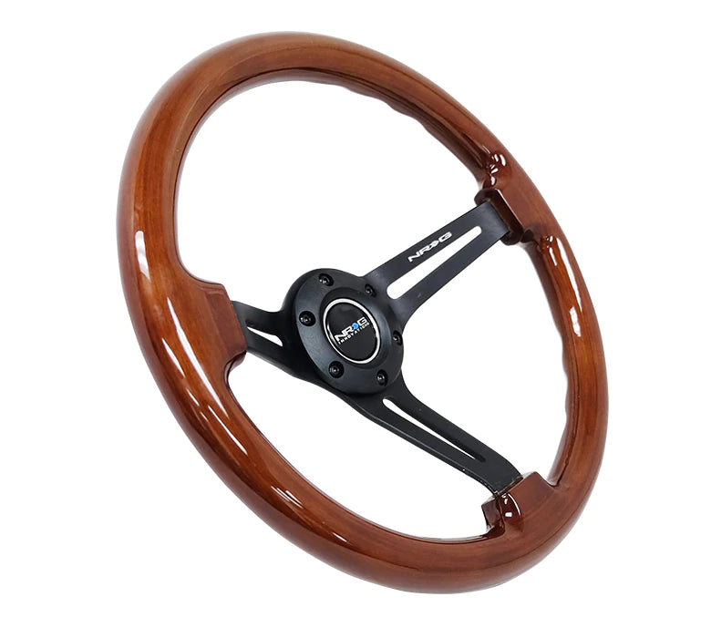 NRG Innovations 350MM 3" DEEP DISH WITH SLITS WOOD GRAIN Brown and Black