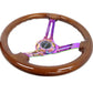 NRG Innovations 350MM 3" DEEP DISH WITH SLITS WOOD GRAIN Brown and Neo Chrome
