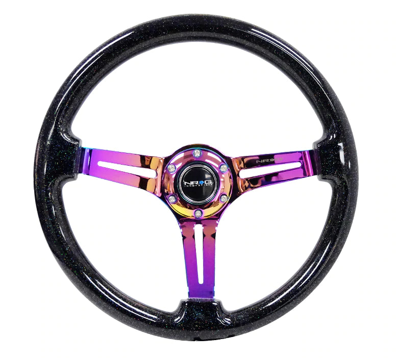 NRG Innovations 350MM 3" DEEP DISH WITH SLITS WOOD GRAIN Galaxy and Neo Chrome