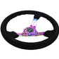 NRG Innovations 350MM 3" DEEP DISH WITH SLITS SUEDE Neo Chrome and Black