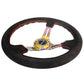 NRG Innovations 350MM 3" DEEP DISH WITH SLITS SUEDE Neo Chrome and Red