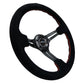 NRG Innovations 350MM 3" DEEP DISH WITH SLITS SUEDE Black and Red