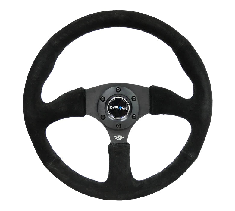 NRG Innovations 350MM 2" DEEP STEERING WHEEL Black Suede