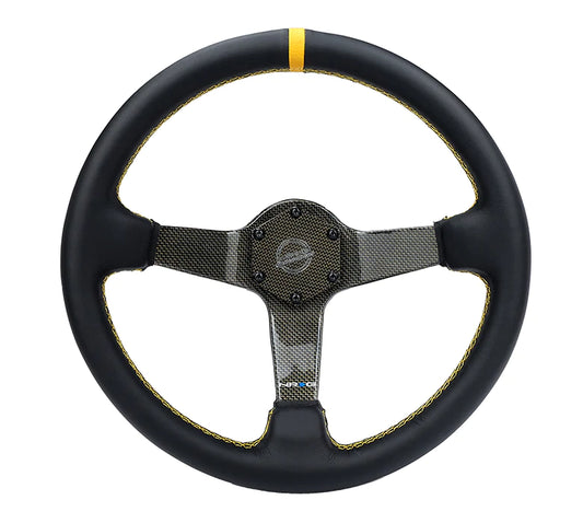 NRG Innovations CARBON FIBER COLORED STEERING WHEEL 350MM DEEP DISH Yellow