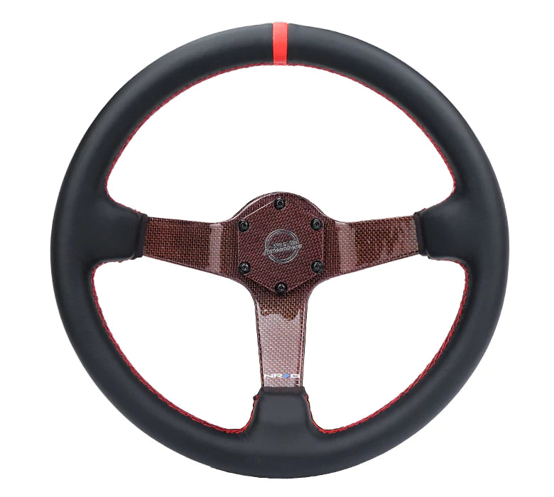 NRG Innovations CARBON FIBER COLORED STEERING WHEEL 350MM DEEP DISH Red