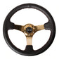 NRG Innovations 350MM DEEP DISH STEERING WHEEL LEATHER SOLID SPOKE Chrome Gold