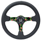 NRG Innovations 350MM DEEP DISH STEERING WHEEL LEATHER SOLID SPOKE Tropical