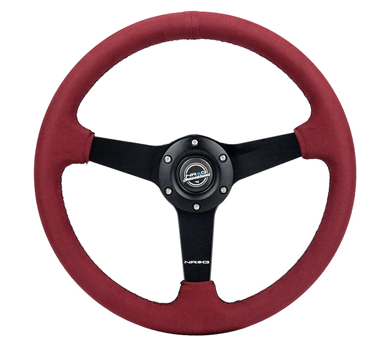 NRG Innovations 350MM FLAT STEERING WHEEL ALCANTARA Burgundy