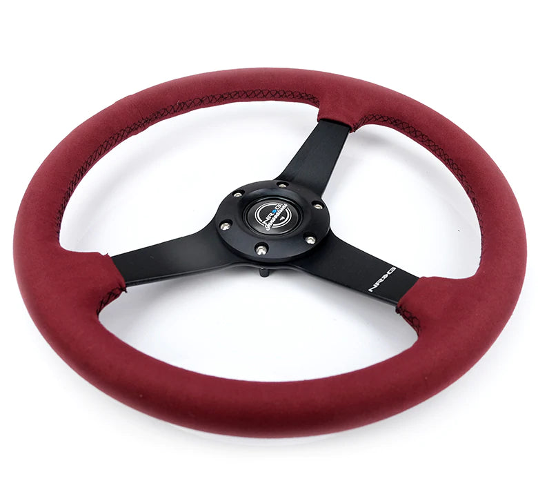 NRG Innovations 350MM FLAT STEERING WHEEL ALCANTARA Burgundy