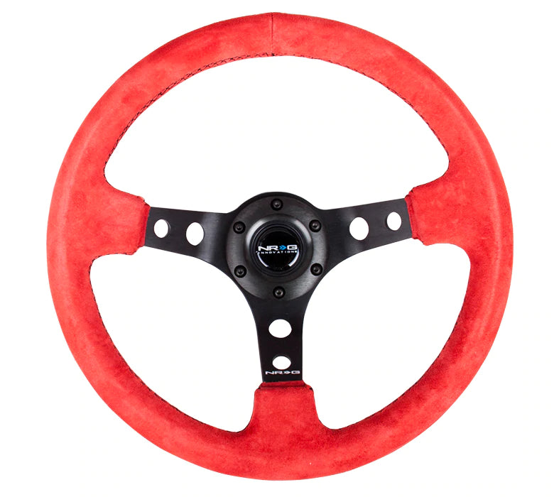 NRG Innovations 350MM 3" DEEP DISH WITH HOLES SUEDE Red