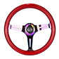 NRG Innovations 350MM 1.5" DEEP DISH WOOD GRAIN STEERING WHEEL Neo Chrome and Red